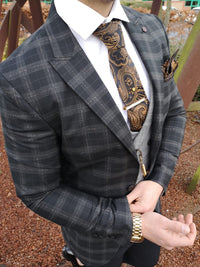 Mario - Black/Grey 3 Piece Suit