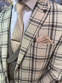 Pirlo - Cream/Black 3 Piece Suit