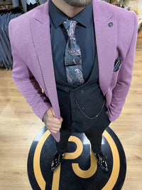 Mbappe - Pink/Black 3 Piece Suit