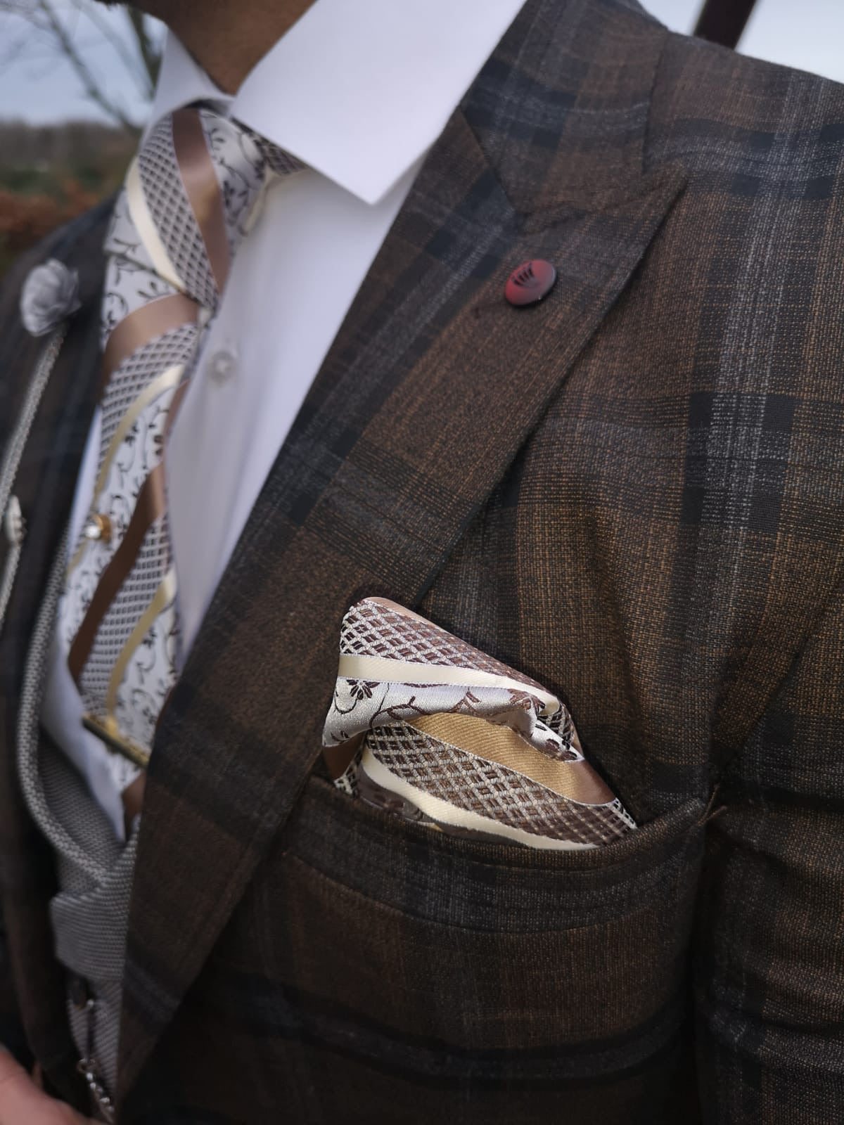 Mara - Brown/Blue 3 Piece Suit
