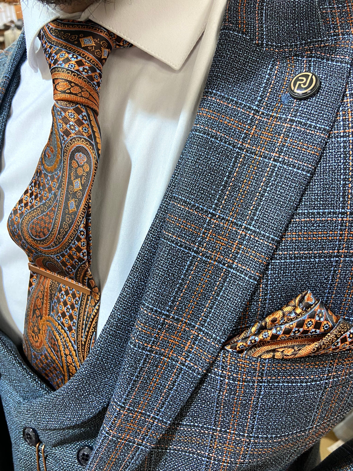 Fury - Navy/Orange 3 Piece Suit