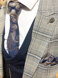 Mendez - Grey/Navy 3 Piece Suit