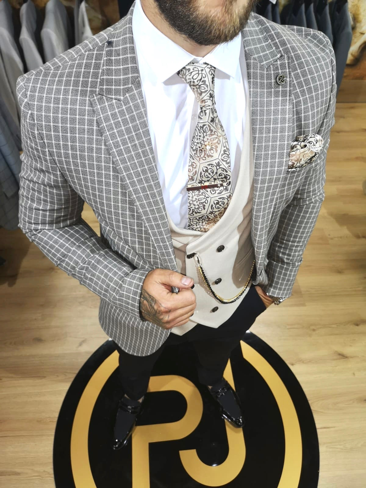 Minella - Beige/Cream 3 Piece Suit