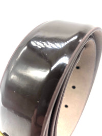Faux Patent Leather Belt - Brown
