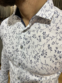 1493 White & Navy L/S Shirt
