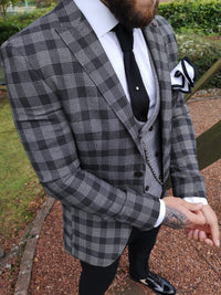 Lencho - Grey/Black 3 Piece Suit