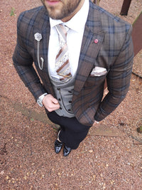 Mara - Brown/Blue 3 Piece Suit