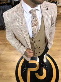 Neymar - Cream/Orange/Brown 3 Piece Suit
