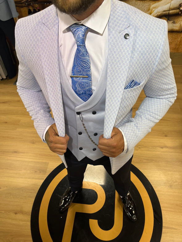 Ronaldo - Baby Blue 3 Piece Suit