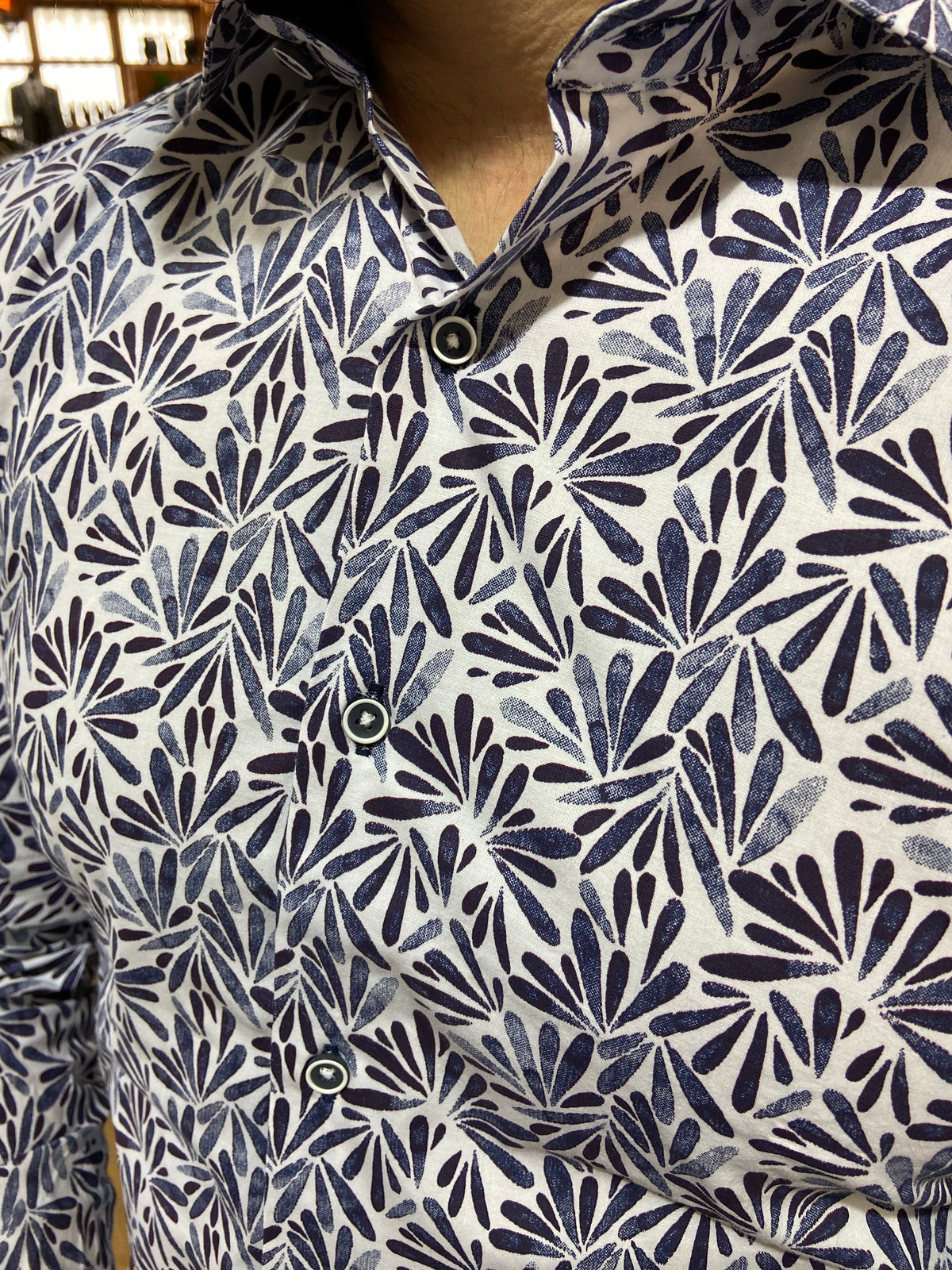 12012 Navy & White L/S Shirt